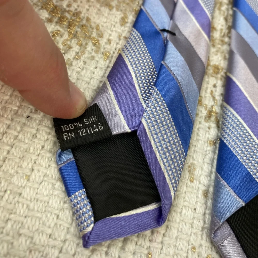MICHAEL KORS Men’s Blue & Purple Striped Silk Necktie | Office Business Work